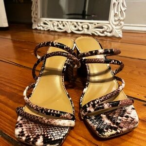 Snakeskin Strappy Heeled Sandals